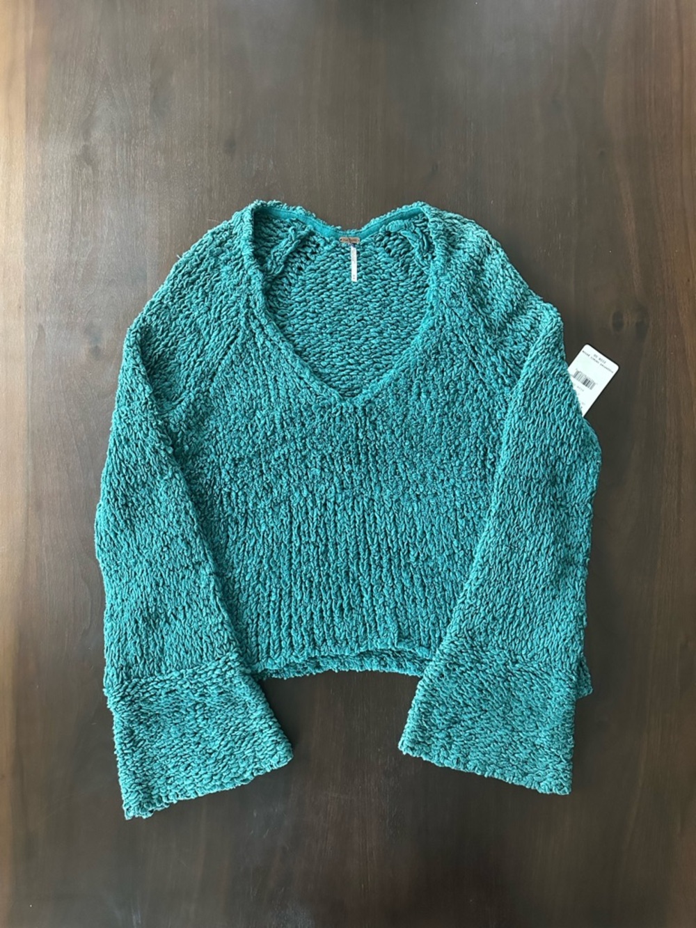 Free People Sand Dune Bell Flare Sleeve Chunky Knit Anthropologie Sweater Size M